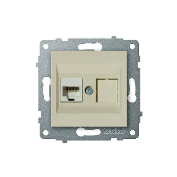 Розетка 1 пост компьютерная OVIVO Loft CAT6 крем 600-000302-229