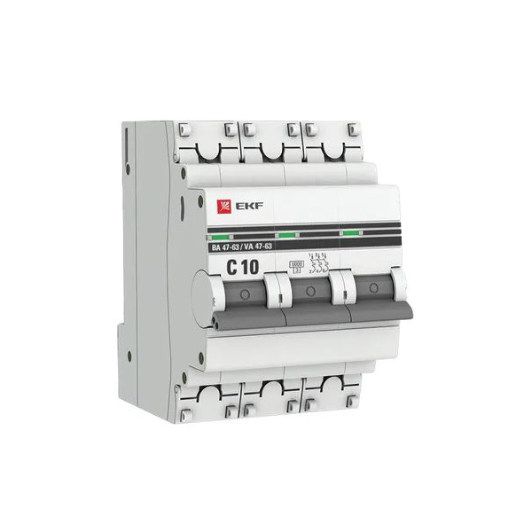 Выкл.авт. 3P 10А (C) 6кА ВА 47-63 EKF /mcb4763-6-3-10C-pro