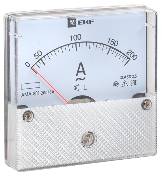 Амперметр AM-A801 аналоговый на панель (80х80) круг.вырез 200А трансф. подклEKF PROxima/am-a801-200