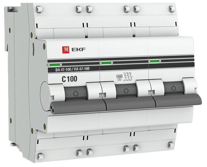 Выкл.авт. 3P 63А (C) 10kA ВА 47-100 EKF Basic /mcb47100-3-63C-bas