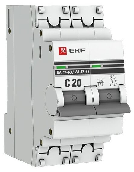 Выкл.авт. 2P 6А (C) 4,5kA ВА 47-63 EKF PROxima /mcb4763-2-06C-pro