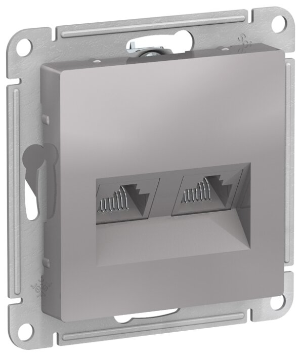 Розетка  AtlasDesing алюм RJ45+RJ45 комп.двойная ATN000385