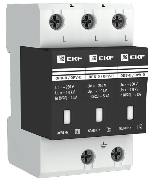 Ограничитель импульсных напряжений ОПВ-D/3P In 5кА 230В с сигн. EKF PROxima/opv-d3