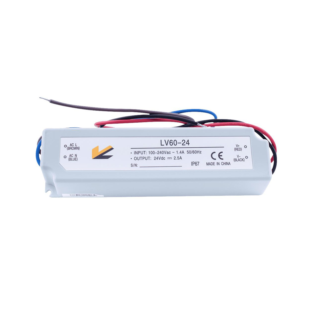 Блок питания д/ленты IP67 пластик 60W 24V LV-60-24