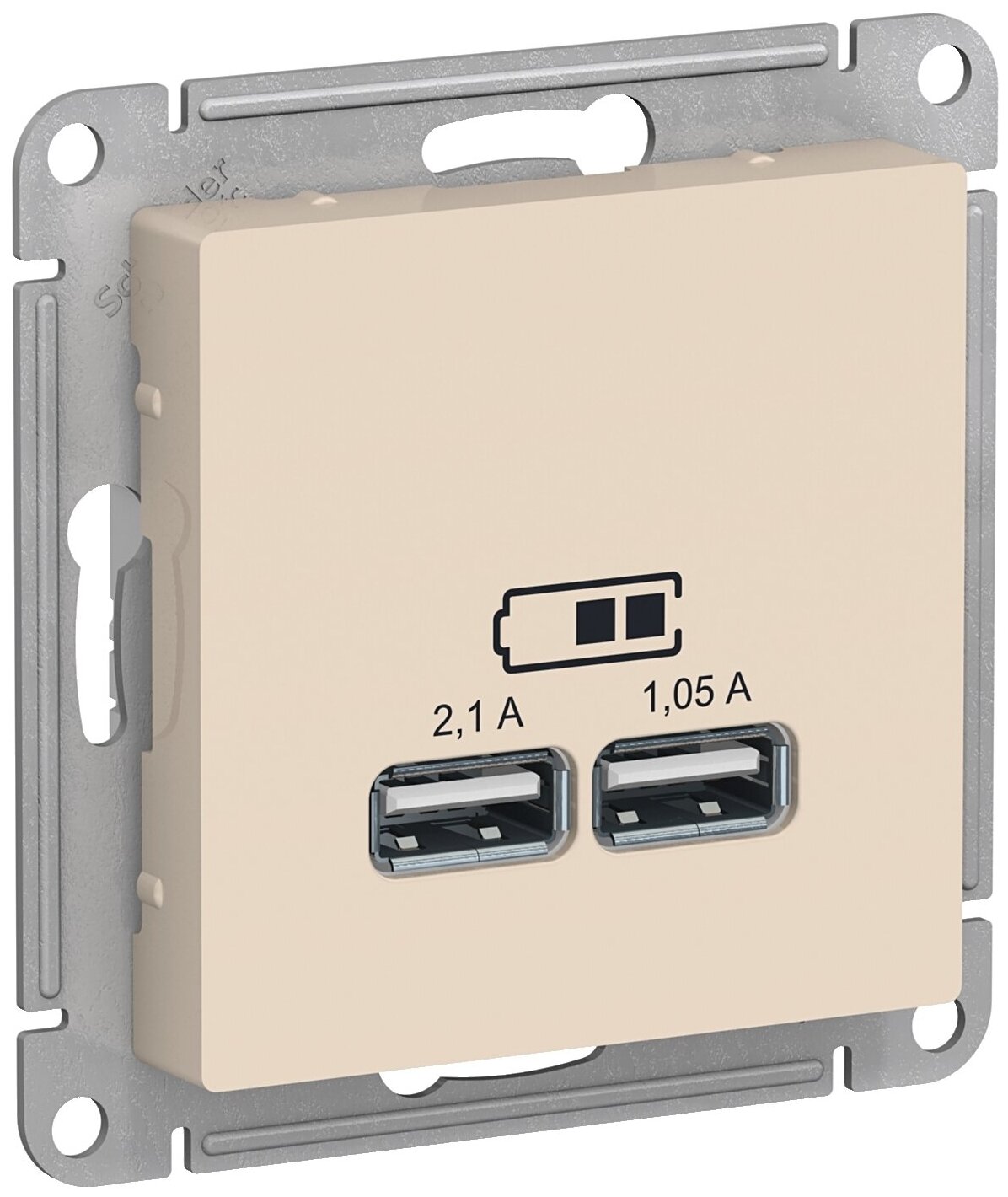 Розетка  AtlasDesing беж USB мех-м ATN000233