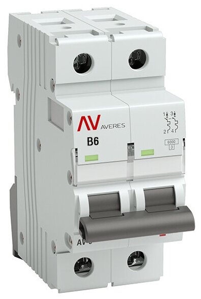 Выкл. авт. AV-6 2P 10A (B) 6kA EKF AVERES/mcb6-2-10B-av