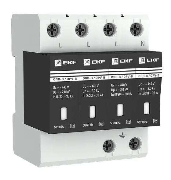 Ограничитель импульсных напряжений ОПВ-В/4P In 30кА 400В EKF PROxima/opv